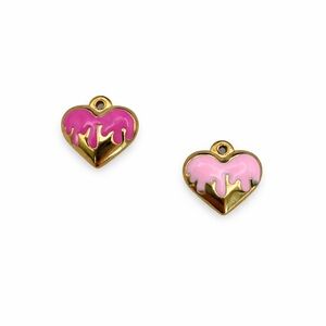 Enamel Drip Heart Charm | Gold | Stainless Steel